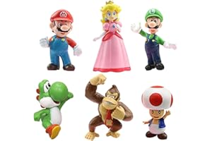 PIXIPALS Mario T-oys, Mario Action F-igures, Mario Cake Toppers, Party Decoration, CupCake Topper, Cake Decoartions, Mario Birthday Decoration, Party Supplies (6pcs-5cm)