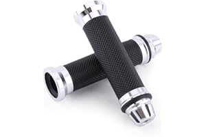 Keenso 7/8" Motorcycle Handlebar Grips CNC Aluminum Rubber Grips Universal Anti Slip Gel Rubber Grips for Bike Handlebar