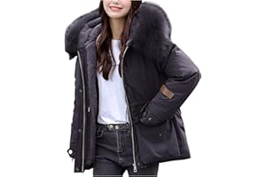 HHMY Giacca invernale da donna, moderna, invernale, calda, trapuntata, foderata, in pelliccia sintetica, con cappuccio, con tasca