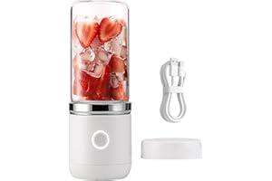 KYAOAYO Mikser stojący USB, 350 ml, mini szklany blender, przenośny mikser do smoothie, do wielokrotnego ładowania, ręczna wyciskarka do owoców, koktajli sokowych i koktajli mlecznych (biały)