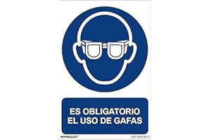 Normaluz RD26602 - Señal Adhesiva Es Obligatorio El Uso de Gafas Adhesivo de Vinilo 10x15 cm