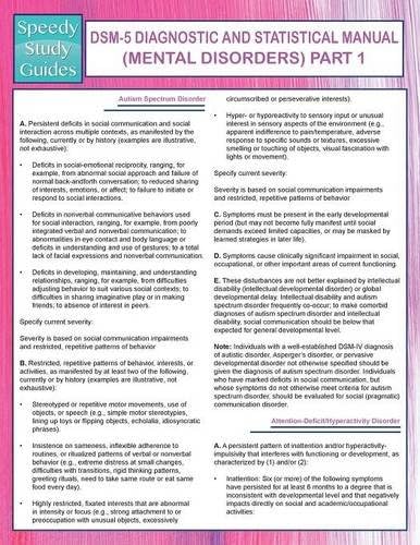 DSM-5 Diagnostic and Statistical Manual (Mental Disorders) Part 1: (Speedy Study Guides)