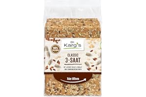 ‎DR KARG Dr. Karg’s Knäckebrot Classic 3-Saat - knusprig, vegan, mit Sonnenblumenkernen, Leinsaat & Sesam, reich an Ballaststoffen, 100% Vollkorn & ohne Zusatzstoffe, 10x200g