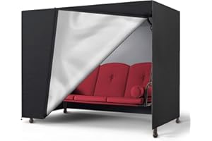 WIDESMILE Swing Seat Cover Garden Swing Cover 3 Seater Waterproof L220 xW125 x H170 cm Patio Swing Chair Bench Cover Outdoor Garden Furniture Rain and Snow Protection Cover Anti-UV Black (Black)