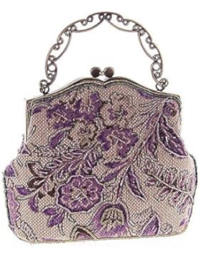 Urbancoco Damen klassisches luxus perlen Clutche Handtasche Abendtasche