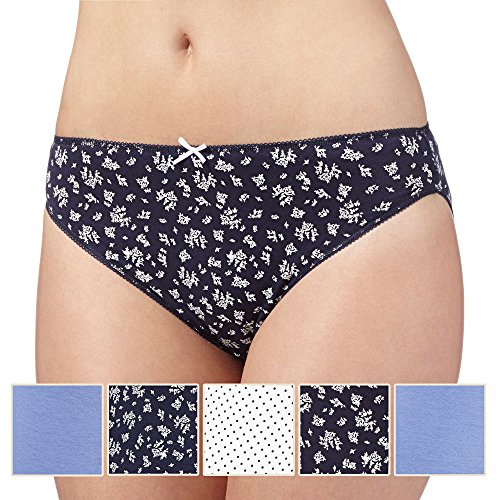 Debenhams Womens Pack Of Five Blue Spot And Bud Printed High Leg Briefs 8