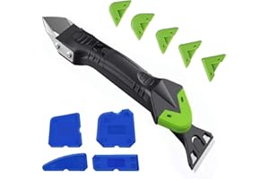 METALNUTS Kit d'outils de retrait de silicone avec tête en acier inoxydable – Outil de jointoiement 4 en 1 en silicone, outil polyvalent pour cuisine, salle de bain et joint de fenêtre, avec 5 tampons en