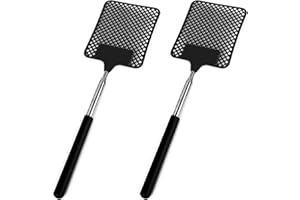 AQSQWQ 2 Stück Fliegenklatsche, Fly Swatter, Fliegenklatsche Ausziehbar, Mückenklatsche für Fliegen, Mücken und Insekten, Schwarz