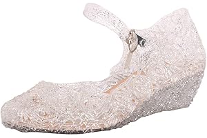 GENERIC Mädchen Kristall Prinzessinnen Schuhe High Heel Keile Tanzschuhe Weichen Sohlen Mary Jane Festliche Kleidschuhe Für Fasching Party Hochzeit Ballerina Schuhe Kinder Abendschuhe