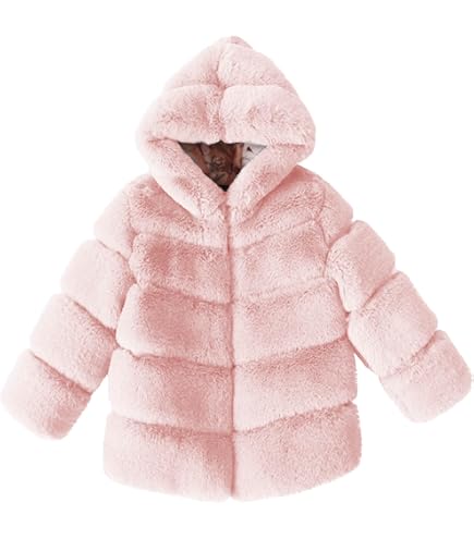 Manteau Fille En Fausse Fourrure - Blouson Chaud Doux - Manches Longues, Avec Poche - Pour Garçon Ou Fille - 12