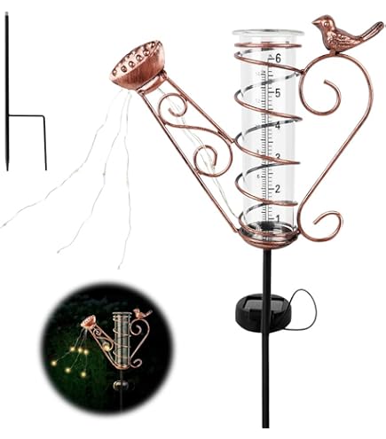 YOYIAG Garten Regenmesser - Niederschlagsmesser Mit Glas & Metallständer - 450mm Gesamthöhe