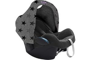 Original Dooky Hoody Sonnenschutz Sonnenverdeck für Babyschalen oder Kinderwagen (Design: Grey Stars, inkl. UV-Schutz 40+, Altersgruppe 0+, Universal geeignet für die meisten Marken)