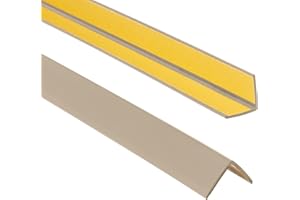 ProfiPVC Perfil angular de PVC 25x25mm, 80cm - ángulo pvc, autoadhesivo listón de plástico, protección de esquinas y bordes, esquina de gomma para cantos - cantonera protector, Beige
