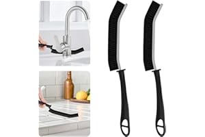 SXhyf Brosse de Nettoyage d'angle à Poils durs - Brosses Nettoyage Salle de Bain, Brosse de Nettoyage d'angle à Poils durs, Brosse à Joint Carrelage, Gadget pour la Maison et la Cuisine (2, Noir)