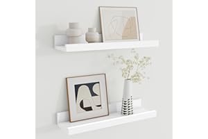 ‎FEIHORRM Feihorrm Wandregal Holz 40 cm, Regal Wand Weiß Bilderleiste für Bilderrahmen und Bücher 2er Set, Schweberegal aus MDF Holz, Regalbrett Wandboard für Küche, Wohnzimmer, Schlafzimmer & Arbeitszimmer