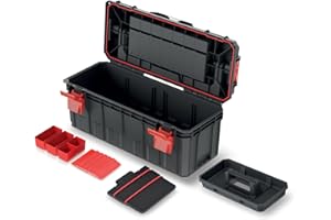 Kistenberg Werkzeugkiste Werkzeugkoffer Werkzeugkasten Werkstattkiste Toolbox Organizer im Deckel mit Boxen und Trennwänden, wasser- /staubdicht, Kunststoff S-Block Pro Abmessungen: 650 x 280 x 280 mm