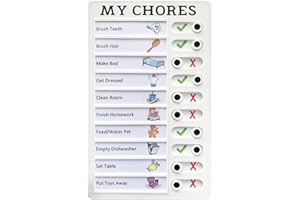 Rowjow Memo Plastic Board Chores Checklist Board My Chores Chart Board for Kids, to Do List Board with Sliding Buttons, Detachable & Reusable