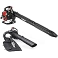 AOSOME BV3405 3 in 1 Leaf Blower - 25.4cc Garden Vacuum & Mulcher Shredder - with Harness Strap, 60L Collection Bag, 12:1 Shreddering Ratio, 2-Stroke Petrol Engine, Lightweight