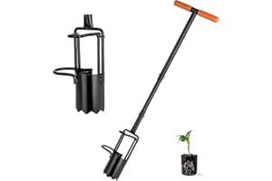 BARAYSTUS Herramienta para plantar bulbos de flores, mango largo, suelo dentado, plantador de bulbos con mango suave, para cavar, deshierbar, muestras de suelo, herramienta de plantación de bulbos,