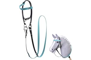 LarDen Hobby Horse Trense mit Zügeln | Komplettes Zaumzeug ohne Nasenriemen Türkis | Hobbyhorse Zubehör | für Steckenpferd, Stockpferd, Hobby Horsing, Spielpferd
