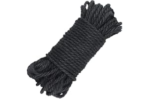jijAcraft 5MM Black Jute Rope: 20M Thick Jute Twine 3-Ply Natural Craft String Strong Garden Hemp Rope for DIY Craft Projects, Garden Use, Cat Scratching Post, Hanging, Wrapping