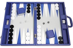 Silverman & Co. 19-inch Premium Backgammon Set - Large Size - Indigo Blue Board