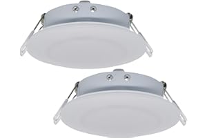Facon Round 12V LED Puck Light Recessed Mount Down Light for Campervan Motorhome Caravan Trailer Boat Marine and Vehicle (Pack of 2)