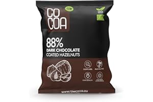 CO COA Orzechy laskowe w gorzkiej czekoladzie 88% BIO 70g – Wegańska surowa czekolada bez rafinowanego cukru – Bez laktozy, z naturalnych składników – Zdrowe tłuszcze Omega-6