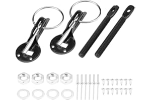EBTOOLS Kit Chiusura Cofano con Molla - Ganci per Cofano Auto Adatto per Perno per Cofano Cofano Motore Sport Racing Universale in Acciaio Inox Kit Chiusura A Scatto per Auto Sportiva Corsa(Nero)