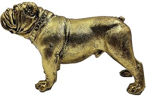 ‎CASAIDO Casaido Delphin/Hund Figur Tier, Tierfigur Skulptur Statue, Liegend Innen/Außen, Polyresin (Goldener Hund)
