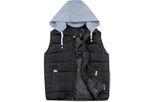 YOUTHUP Homme Veste sans Manches Doudoune Matelassé Couleur Légère Gilet à Capuche Manteaux épais en Hiver