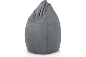 ‎GREEN BEAN Green Bean© Sitzsack mit Rückenlehne 60x60x90cm - Indoor Sitzkissen 220L Füllung Kuschelig Waschbar - Bean Bag Bodenkissen Lounge Chair Sitzhocker - Grau