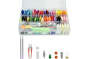 TANCUDER Kit de Hilos Bordado con Caja Madejas de Bordado de 50 Colores Hilo de Bordar Kit de Bordado Principiantes Conjunto de Hilo de Bordado Hilos DMC Punto de Cruz para Artesanía Bricolaje Costura