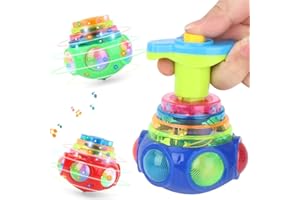 FAHOI Light Up Spinning Toys, 3pcs Flashing Spinning Top Gyroscope Toy with Lights and Music for Kids Toddlers Toys Gift