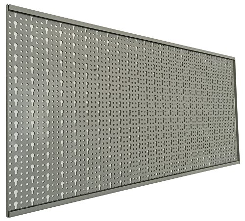 XL Lochblech aus Metall mit Schlüssellochung 25 mm. Pulverbeschichtet in Hellgrau, Stärke ca. 1 mm. Maße 98 x 46 x 1 cm. - 2