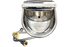 LUCKY FARM Automatic Waterer Cattle Water Bowls with Tube Float Valve 3 in 1 Stainless Steel Drinker for Sheep Goat Horse Dog Water Bowl Trough