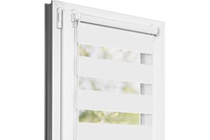 ‎ESTIKA Estika Doppelrollo Klemmfix ohne Bohren - 130 cm x 120 cm - Weiß - 27 Stofffarben, Tag und Nacht Duo Rollo, Rollos für Fenster ohne Bohren, Fenster Sichtschutz (130 cm Stoffbreite)