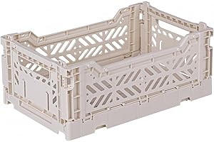 AYKASA Klappkiste, stabile Faltkiste aus Kunststoff, stapelbar, Coconut Milk, Mini (27x17x11cm)