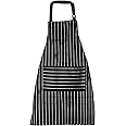 TRIXES Striped Cooking Apron with Adjustable Shoulder Strap & Double Pocket - Black & White - Great for Butchers & Kitchen Chefs of all levels - Professional Quality
