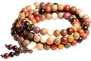 Epoch World 108 koralików modlitewnych bransoletka 8 mm naturalne drewno tybetański buddyjski budda mala medytacja koralik bransoletka / naszyjnik dla mężczyzn kobiet w pudełku prezentowym