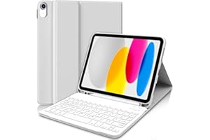 AGARELE Keyboard Case for iPad A16 11th Gen Generation 2025 11 inch/10th Generation 2022 10.9 inch, Wireless Bluetooth Detachable Keyboard for ipad with Pencil Holder, UK Layout (White Grey)