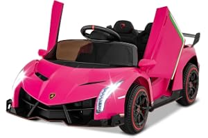 COSTWAY Lamborghini elbil för barn, barnfordon med 2,4-G fjärrkontroll och LED-strålkastare & tuta och musik, elfordon 3-6 km