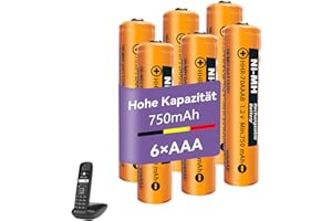 FKFCV 6 Pack 1.2V 750mAh NI-MH Battery for BT Gigaset Panosonic Cordless Phones, Rechargeable AAA Batteries for BT Handsets