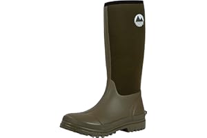 Lakeland Active Men's Rydal Neoprene Insulated Rubber Mucker & Yard Wellington Boots Warm Lined Fully Knee High Waterproof Wellies with Steel Shank in Black & Moss Green