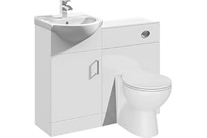VeeBath Linx 1050 Vanity Unit Furniture Set, Wash Basin Bathroom Sink, WC, Toilet Pan, Soft Close, Quick Release Toilet Seat with Concealed Cistern-White (Flat Pack)