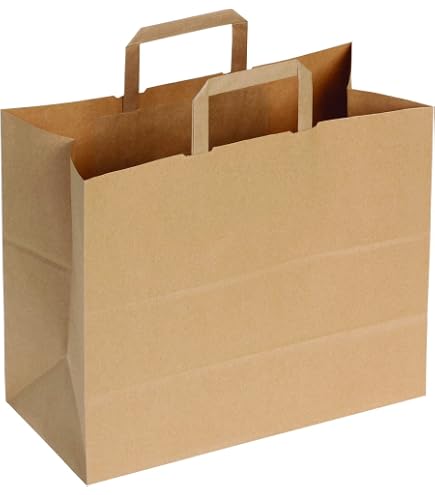 Lot De 300 Sacs Papier Kraft Blanc 22x10.5x30cm - Sacs Cadeaux Écolos à Poignées Plates