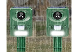 XIAXIA 2x Odstraszacz kotów, ultradźwiękowy odstraszacz energii słonecznej, 5 trybów ultradźwiękowych, ultradźwiękowy odstraszacz zwierząt, myszy ptak skunks wiewiórka szop królik