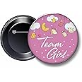 Button Badges Team Girl - Baby Shower Badges (Pack of 10)
