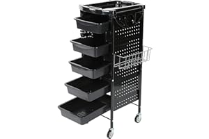 ‎AYNEFY Arbeitswagen Friseur,Friseurwagen 6 Etagen Haar Salon Lagerung Trolley Cart mit Rädern Fönhalter 5 Schubladen Arbeitswagen Friseur Färbung Trolley Rolling Cart, 95 x 53 x 44cm