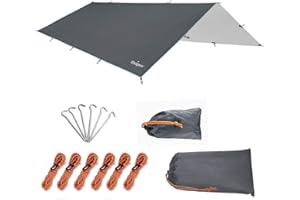 Unigear Bâche de Tente imperméable pour hamac avec œillets, piquets 6/8, Cordes 6/8, Protection Contre la Pluie, Protection Solaire, compacte pour extérieur, Camping, randonnée, hamac
